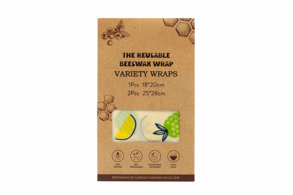 BEESWAX REUSABLE FOOD WRAP 3 PCE SET