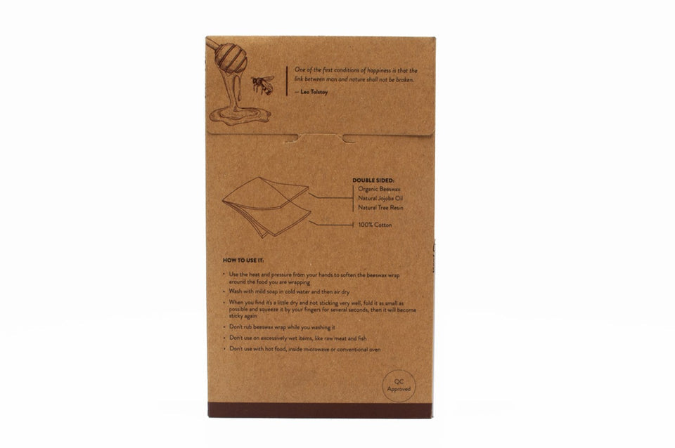 BEESWAX REUSABLE FOOD WRAP 3 PCE SET