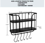 Farmhouse Wall Shelf with Towel Bar and Hooks