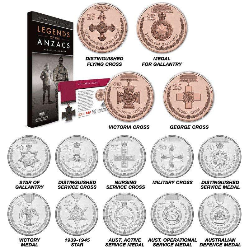 2017 Legends Of ANZAC 14 Coin Set