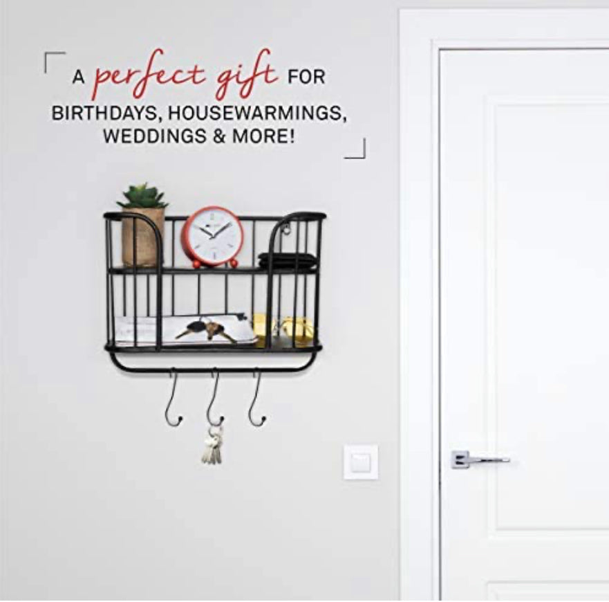 Farmhouse Wall Shelf with Towel Bar and Hooks