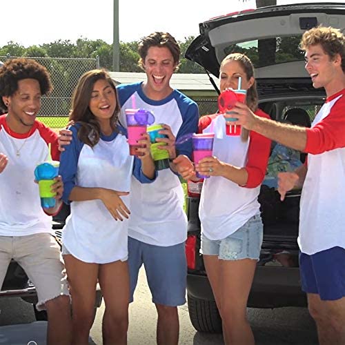 Snackeez Travel Snack & Drink Cup with Straw, Blue