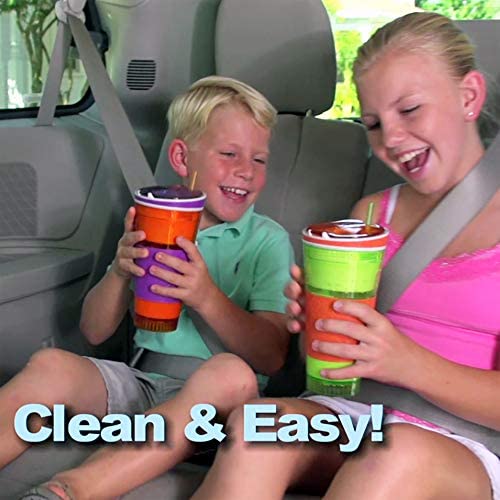 Snackeez Travel Snack & Drink Cup with Straw, Blue