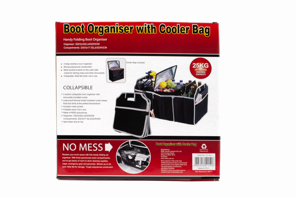 Collapsible Car Boot Organiser with Cooler Bag