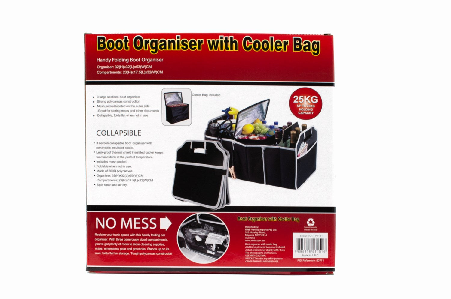 Collapsible Car Boot Organiser with Cooler Bag
