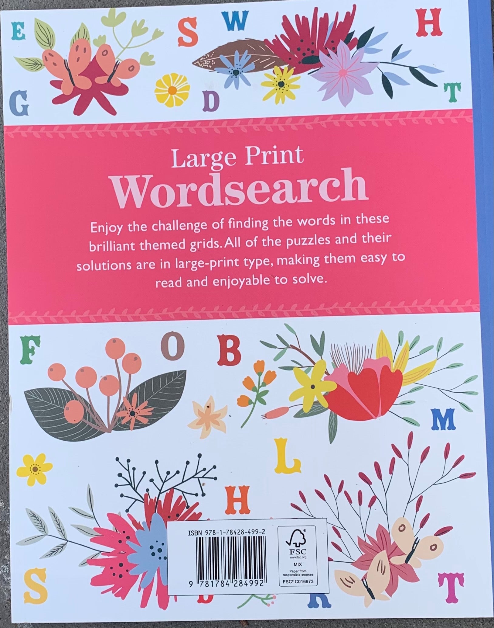 Large print word search book