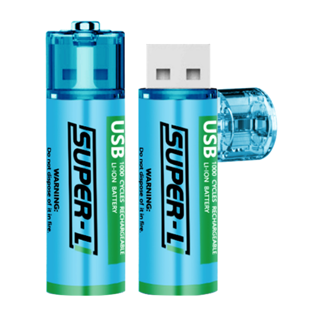 1000mAh Lithium USB Rechargeable AA Battery 2 pce