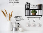 Farmhouse Wall Shelf with Towel Bar and Hooks