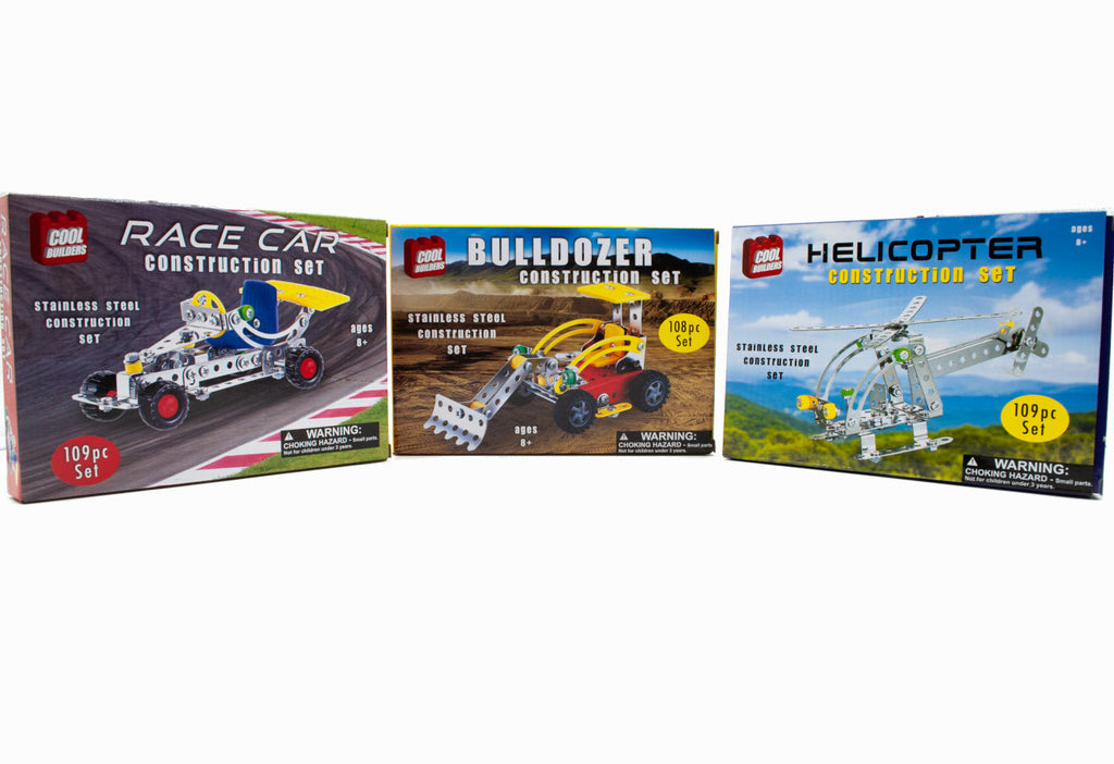 Construction 3-Set Race Car, Heli, Dozer