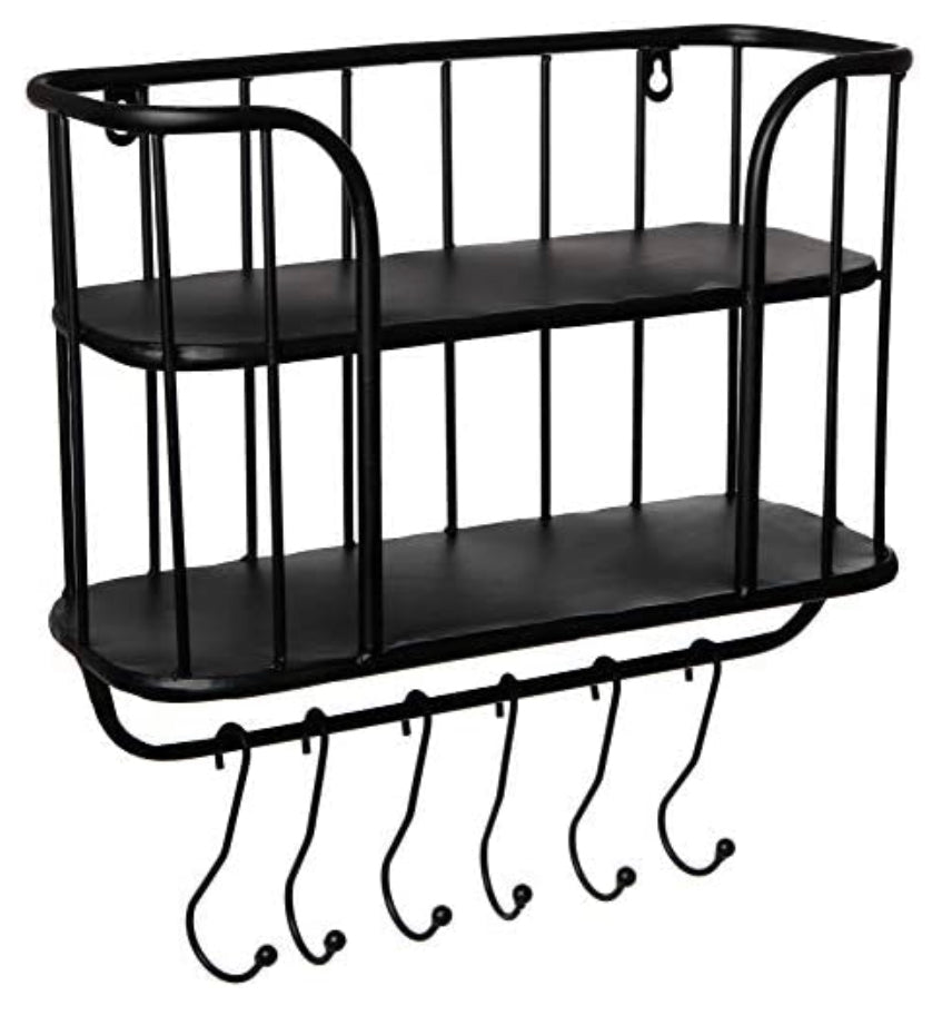 Farmhouse Wall Shelf with Towel Bar and Hooks