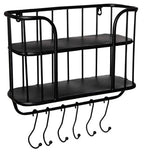 Farmhouse Wall Shelf with Towel Bar and Hooks